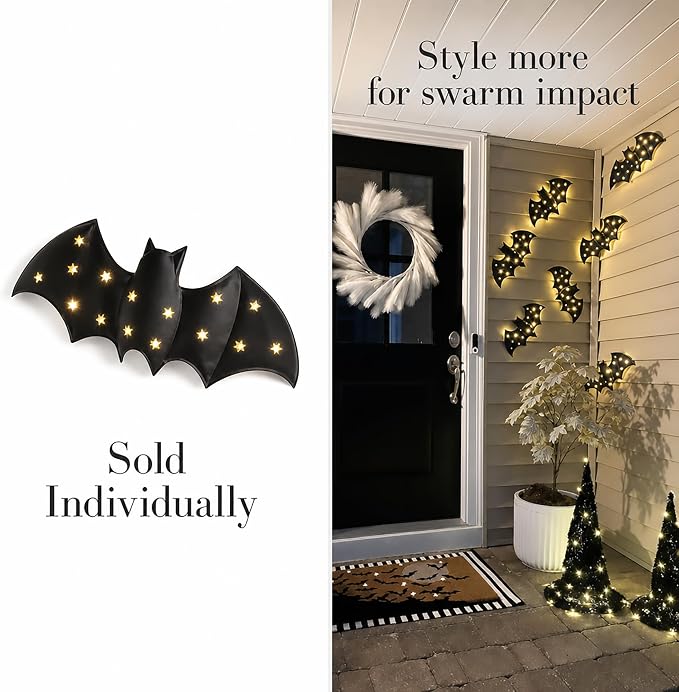 🦇 Glowing Bat Wall Decor | Lighted Halloween Wall Decoration