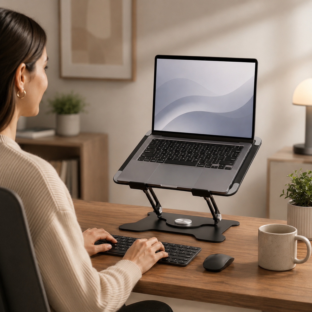360° Swivel Metal Laptop Stand | Height Adjustable Ergonomic Office Desk Riser
