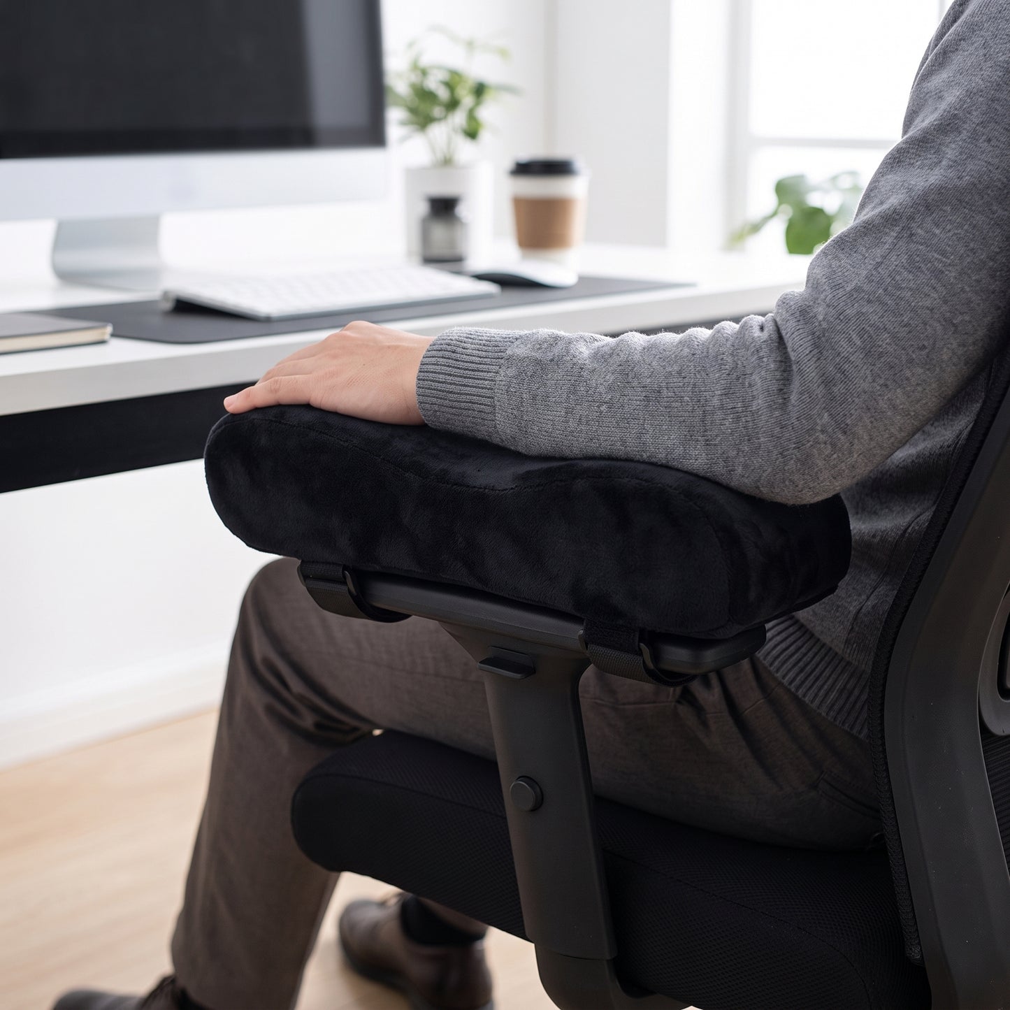 Ergonomic Memory Foam Office Chair Armrest Pads | Soft Forearm & Elbow Cushion Pair