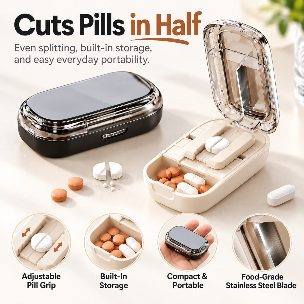 🎁✨👉Portable Pill Box With Cutter