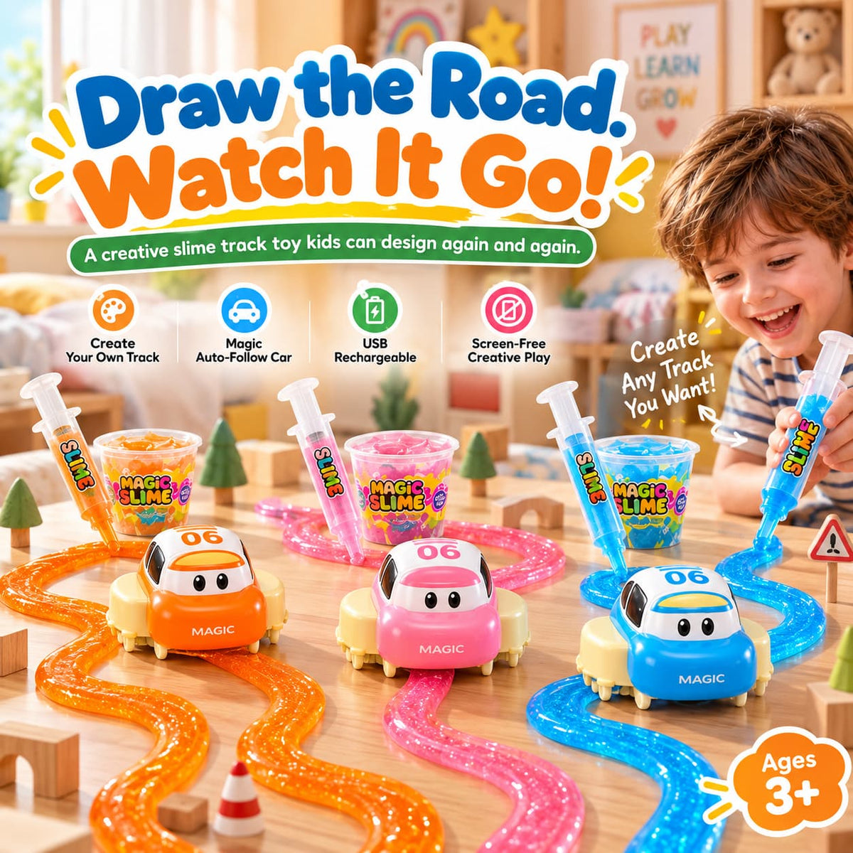 Magic Slime Race Track Set – DIY Electric Car Adventure