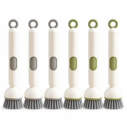 360° Rotating Soap Dispensing Dish Brush with Interchangeable Heads