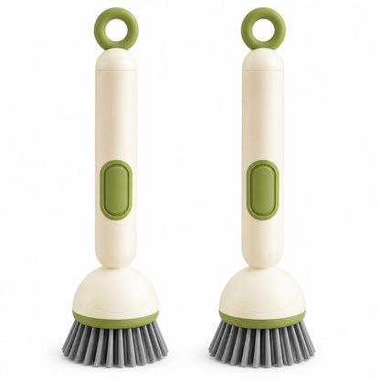 360° Rotating Soap Dispensing Dish Brush with Interchangeable Heads