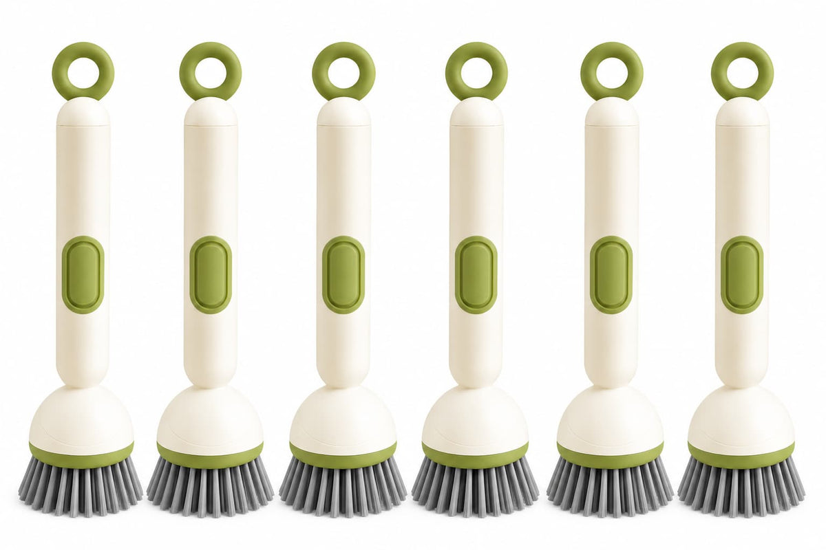 360° Rotating Soap Dispensing Dish Brush with Interchangeable Heads