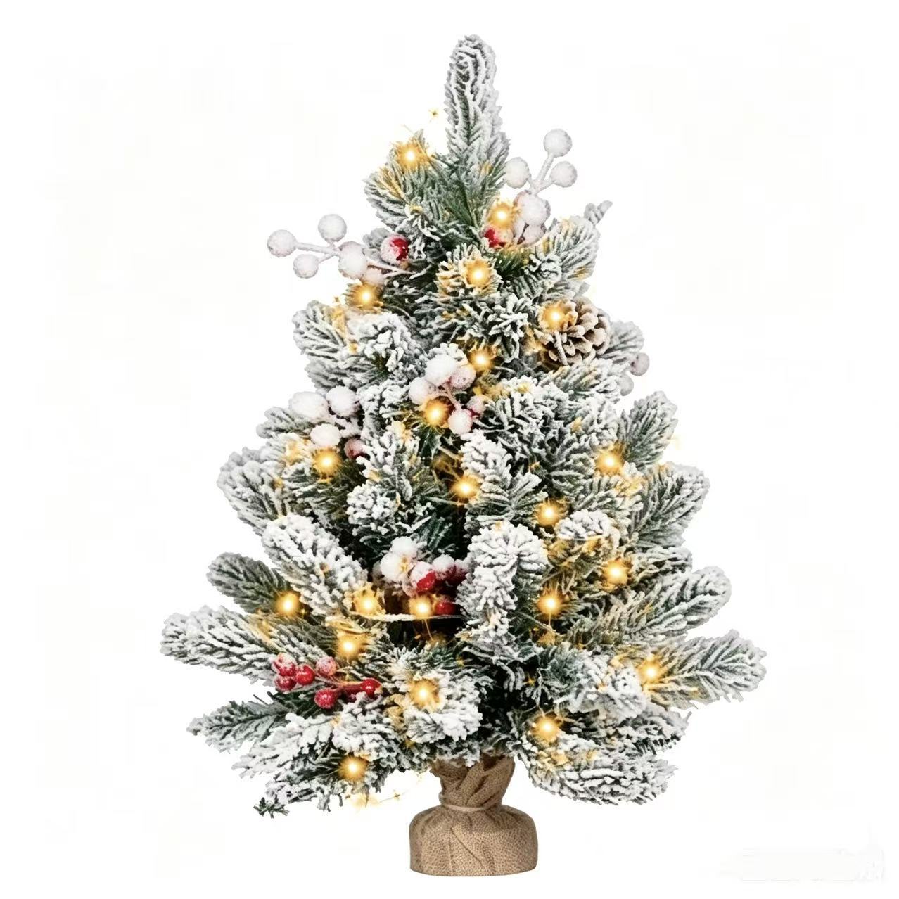 🎄 Pre-Lit Flocked Mini Christmas Tree ✨