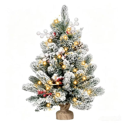 🎄 Pre-Lit Flocked Mini Christmas Tree ✨