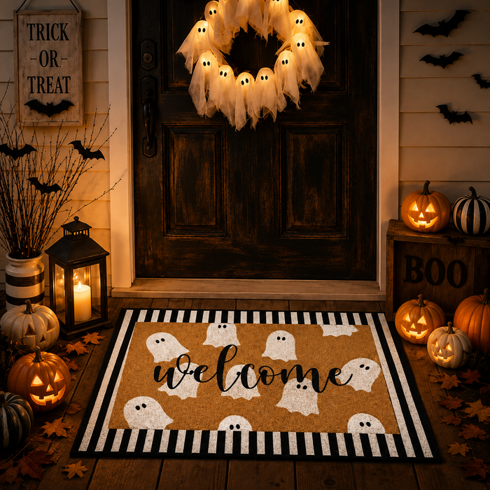 (2-Pack) Halloween Outdoor Doormat — Cute Ghost Pattern