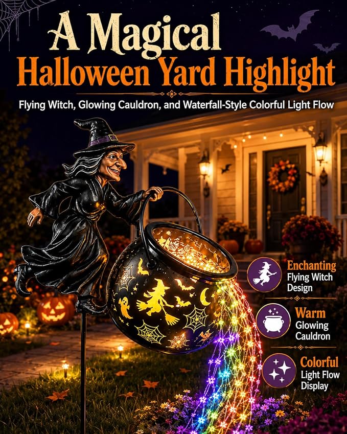 🧙 Halloween Witch's Cauldron Garden Light ✨