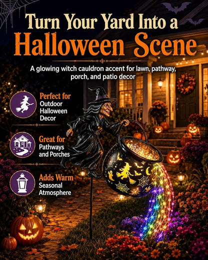 🧙 Halloween Witch's Cauldron Garden Light ✨