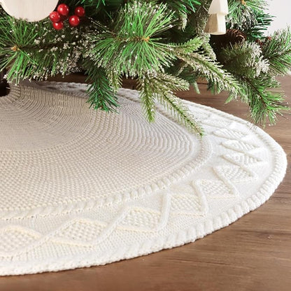 Diamond-Edge Knitted Christmas Tree Skirt