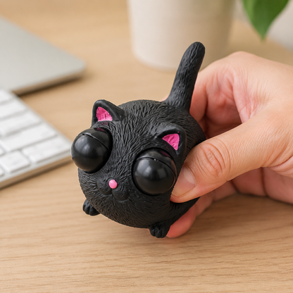 Funny Popping-Eyes Cat Squeeze Toy | Novelty Stress Relief Fidget for Office Desk & Coworker Gift