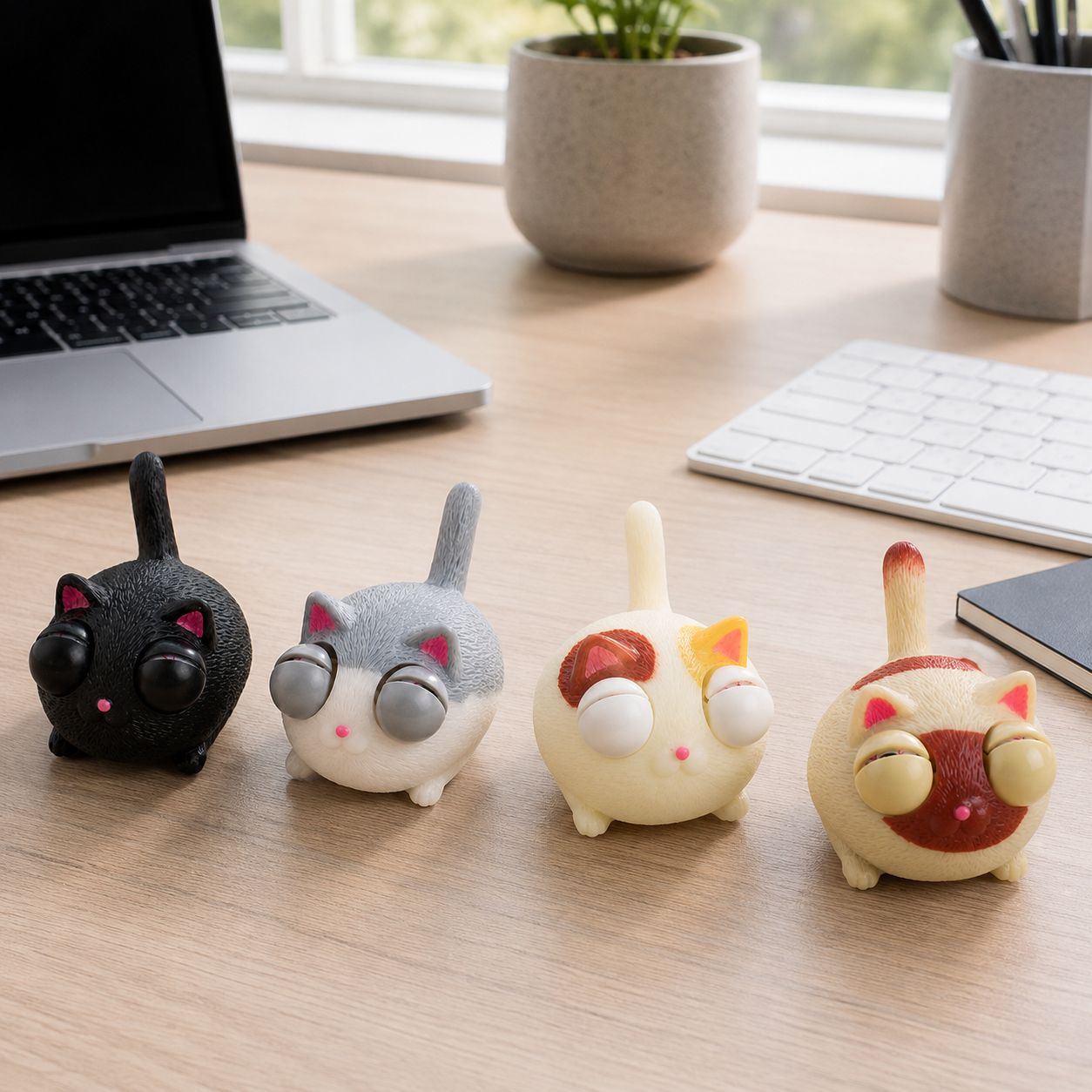 Funny Popping-Eyes Cat Squeeze Toy | Novelty Stress Relief Fidget for Office Desk & Coworker Gift