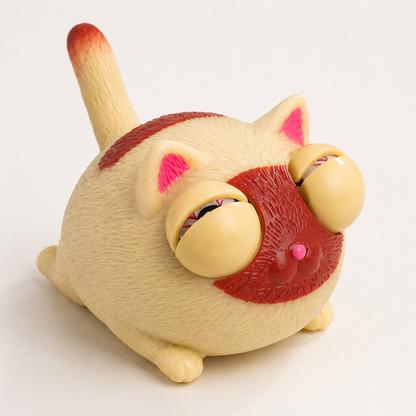 Funny Popping-Eyes Cat Squeeze Toy | Novelty Stress Relief Fidget for Office Desk & Coworker Gift