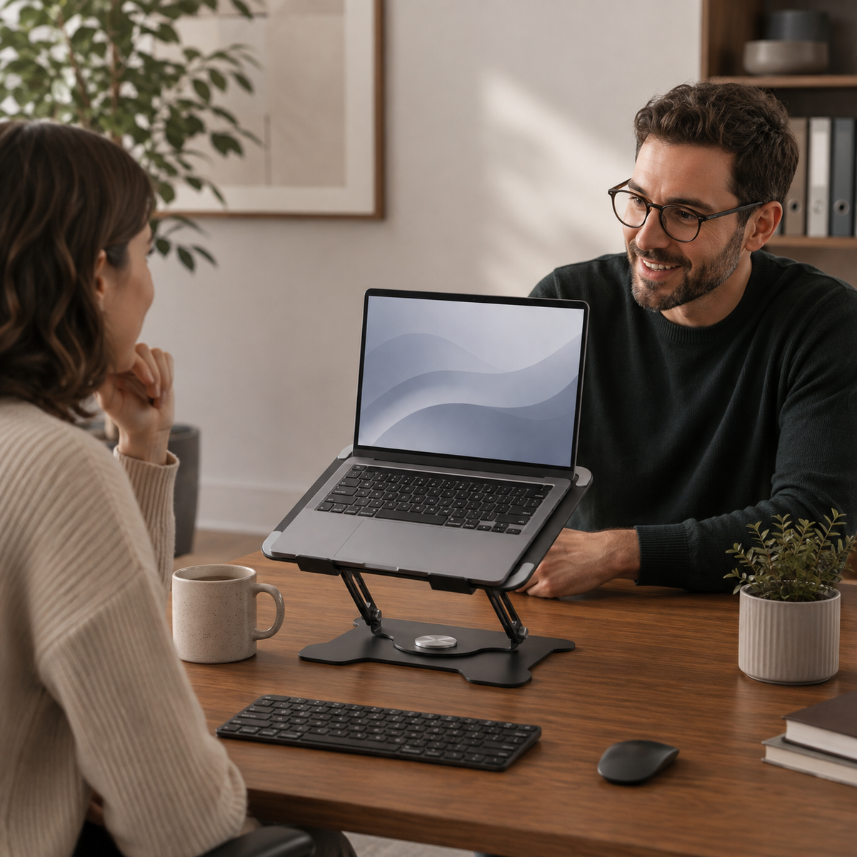 360° Swivel Metal Laptop Stand | Height Adjustable Ergonomic Office Desk Riser