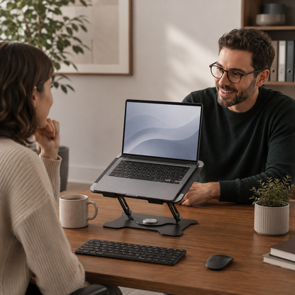 360° Swivel Metal Laptop Stand | Height Adjustable Ergonomic Office Desk Riser