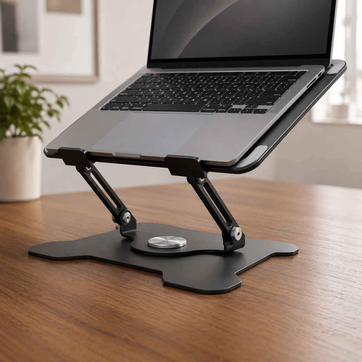 360° Swivel Metal Laptop Stand | Height Adjustable Ergonomic Office Desk Riser
