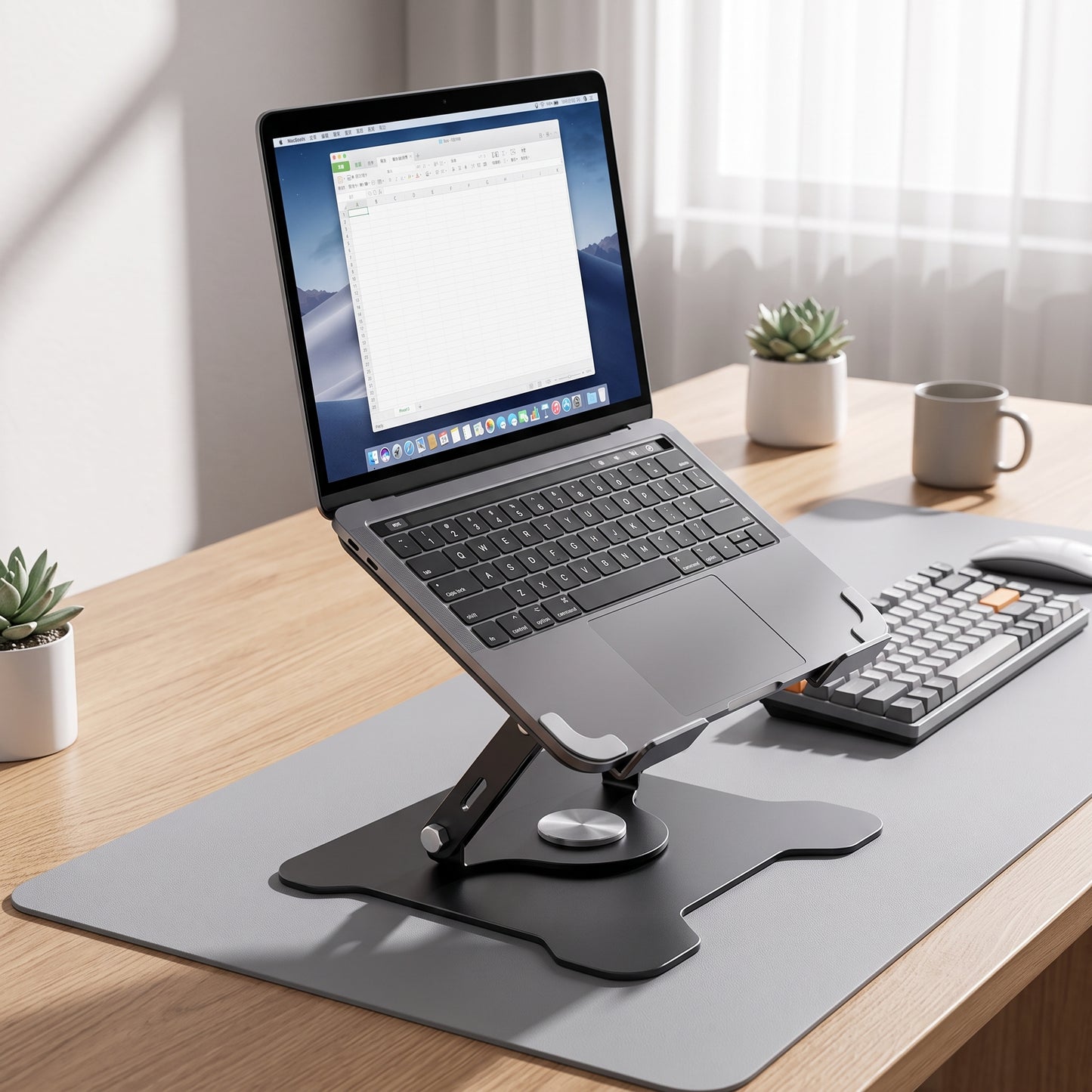 360° Swivel Metal Laptop Stand | Height Adjustable Ergonomic Office Desk Riser