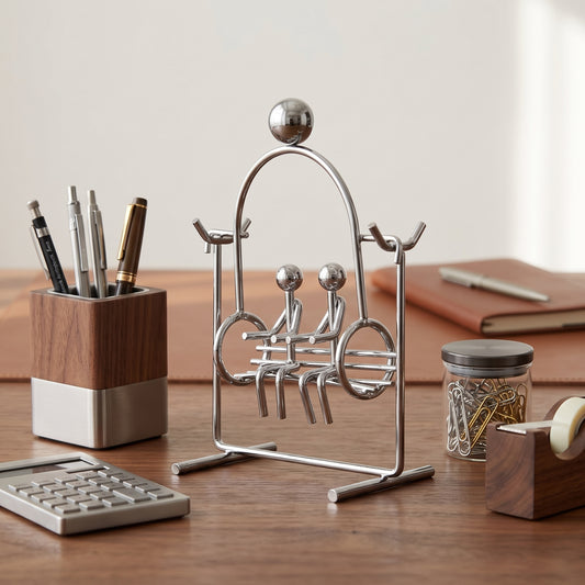 Kinetic Desk Balance Toy - Couple on Swing | Metal Physics Balance Perpetual Motion Sculpture Office Desk Accessory & Gift