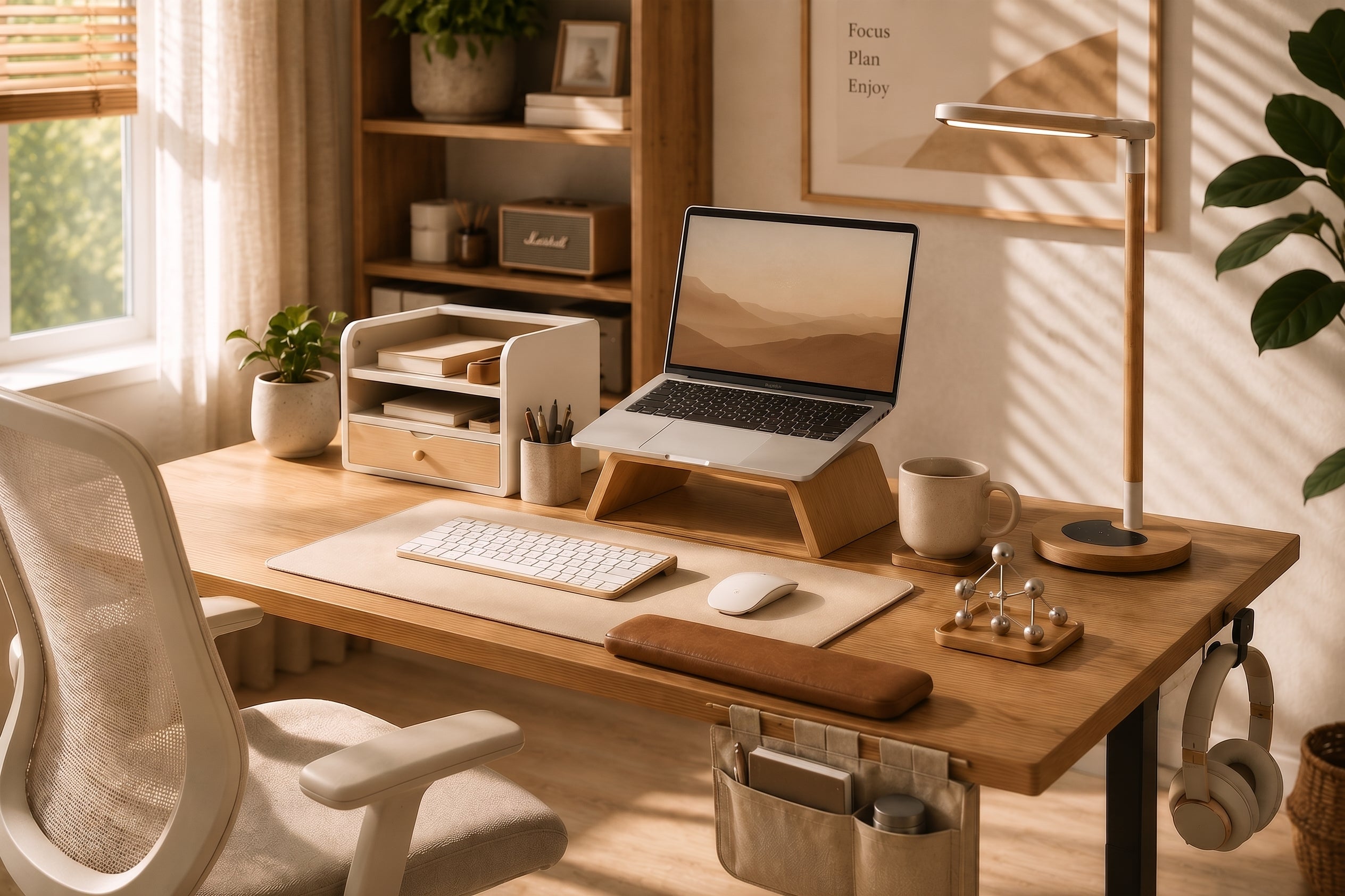A comfortable and organized modern workspace
